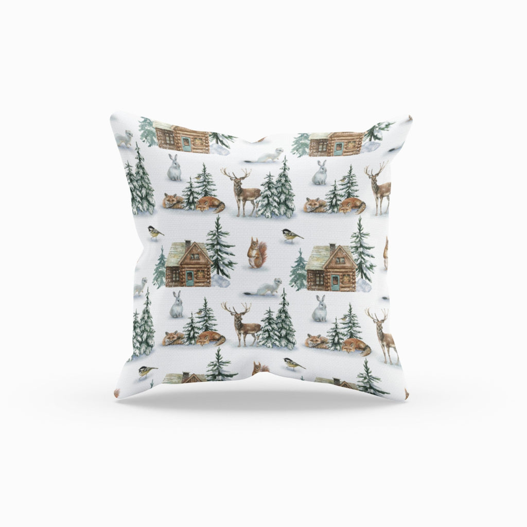 Christmas Decor of Grid House in Nature Throw Pillow Cushion |