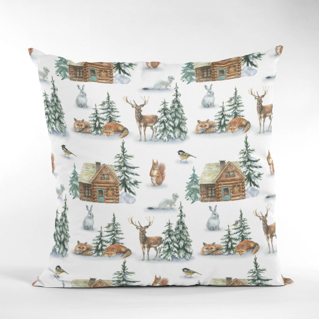Christmas Decor of Grid House in Nature Throw Pillow Cushion |