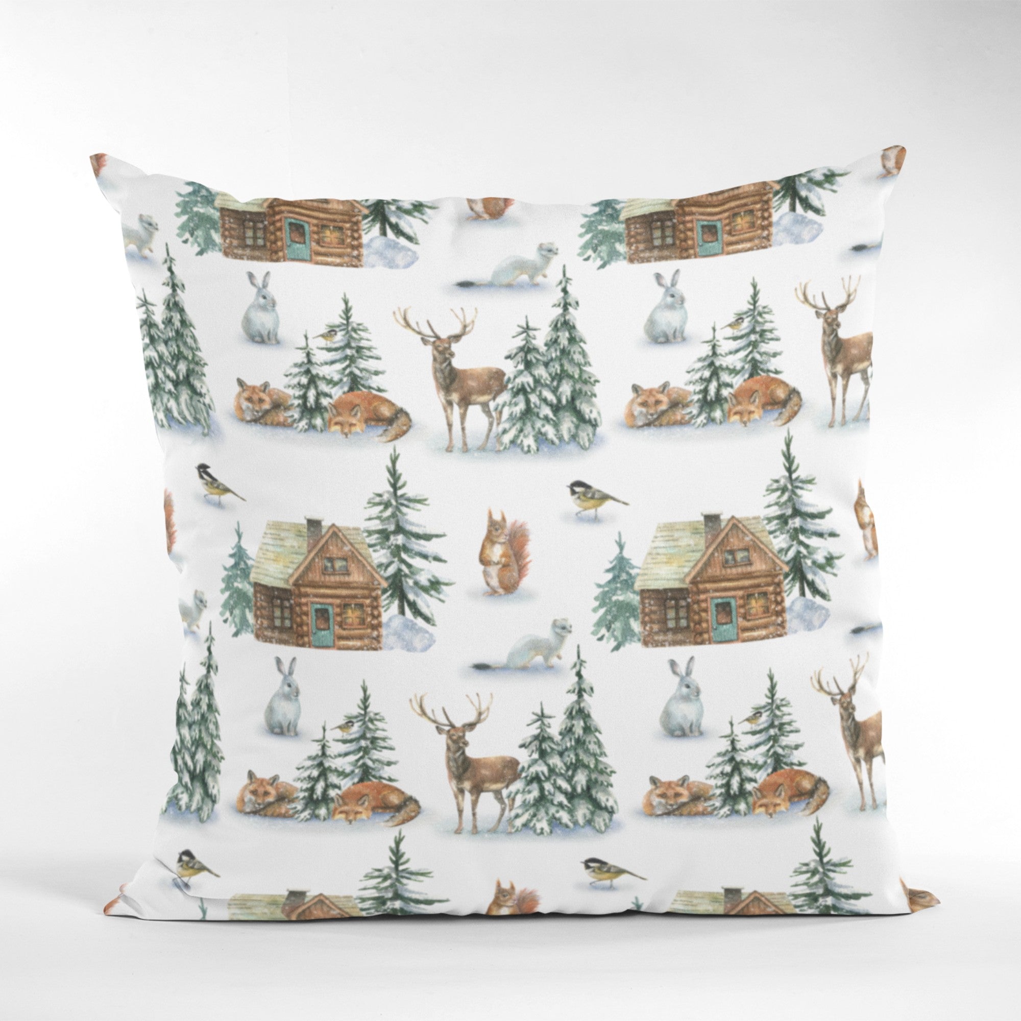 Christmas Decor of Grid House in Nature Throw Pillow Cushion |