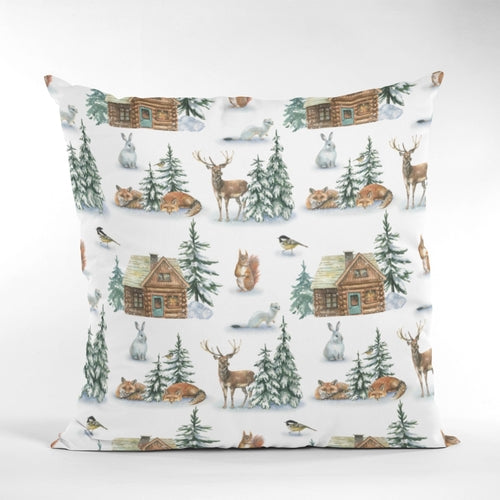 Christmas Decor of Grid House in Nature Throw Pillow Cushion |