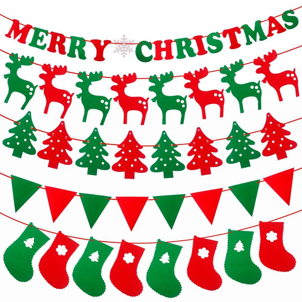 QIFU Christmas Banner Garland Merry Christmas Decor for Home Navidad