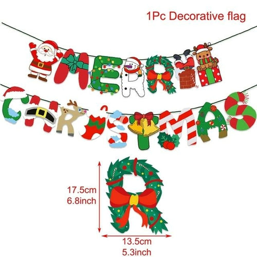 QIFU Christmas Banner Garland Merry Christmas Decor for Home Navidad