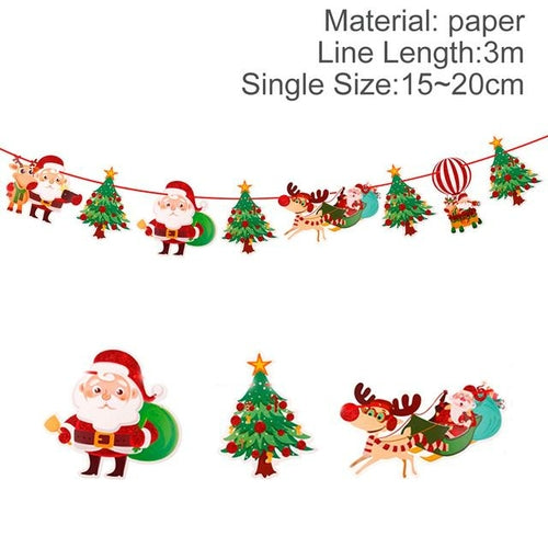 QIFU Christmas Banner Garland Merry Christmas Decor for Home Navidad