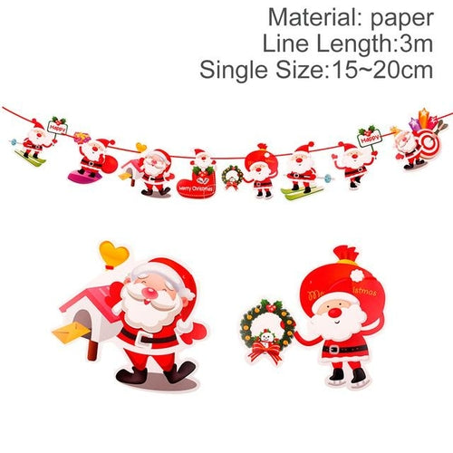 QIFU Christmas Banner Garland Merry Christmas Decor for Home Navidad