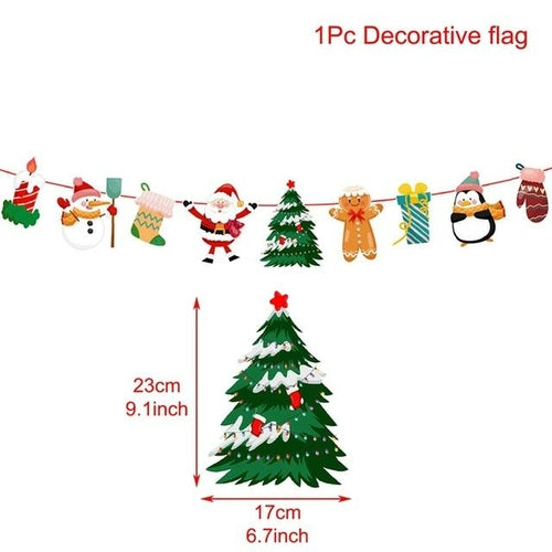 QIFU Christmas Banner Garland Merry Christmas Decor for Home Navidad