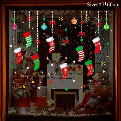Christmas Window Stickers Christmas Decorations for Home Navidad 2021