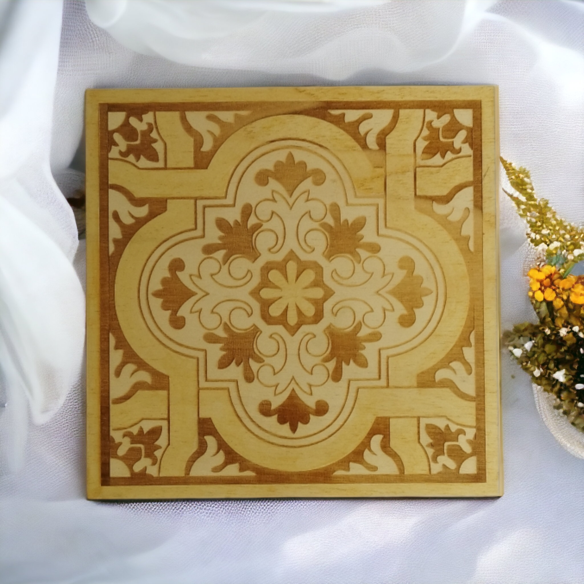 Pot Holder Portuguese Tiles - Minimalism - Wood - Handmade Gift - Housewarming - Wood Kitchenware