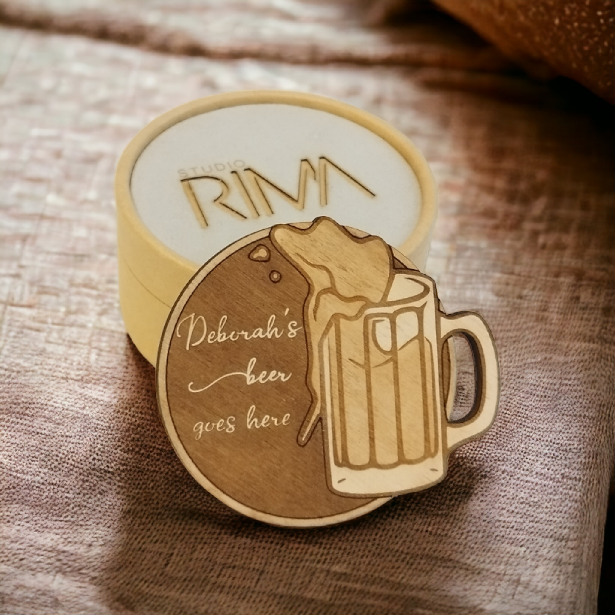 Juego de 6 posavasos de madera para bebidas - Regalo hecho a mano - Inauguración de casa - Utensilios de cocina de madera