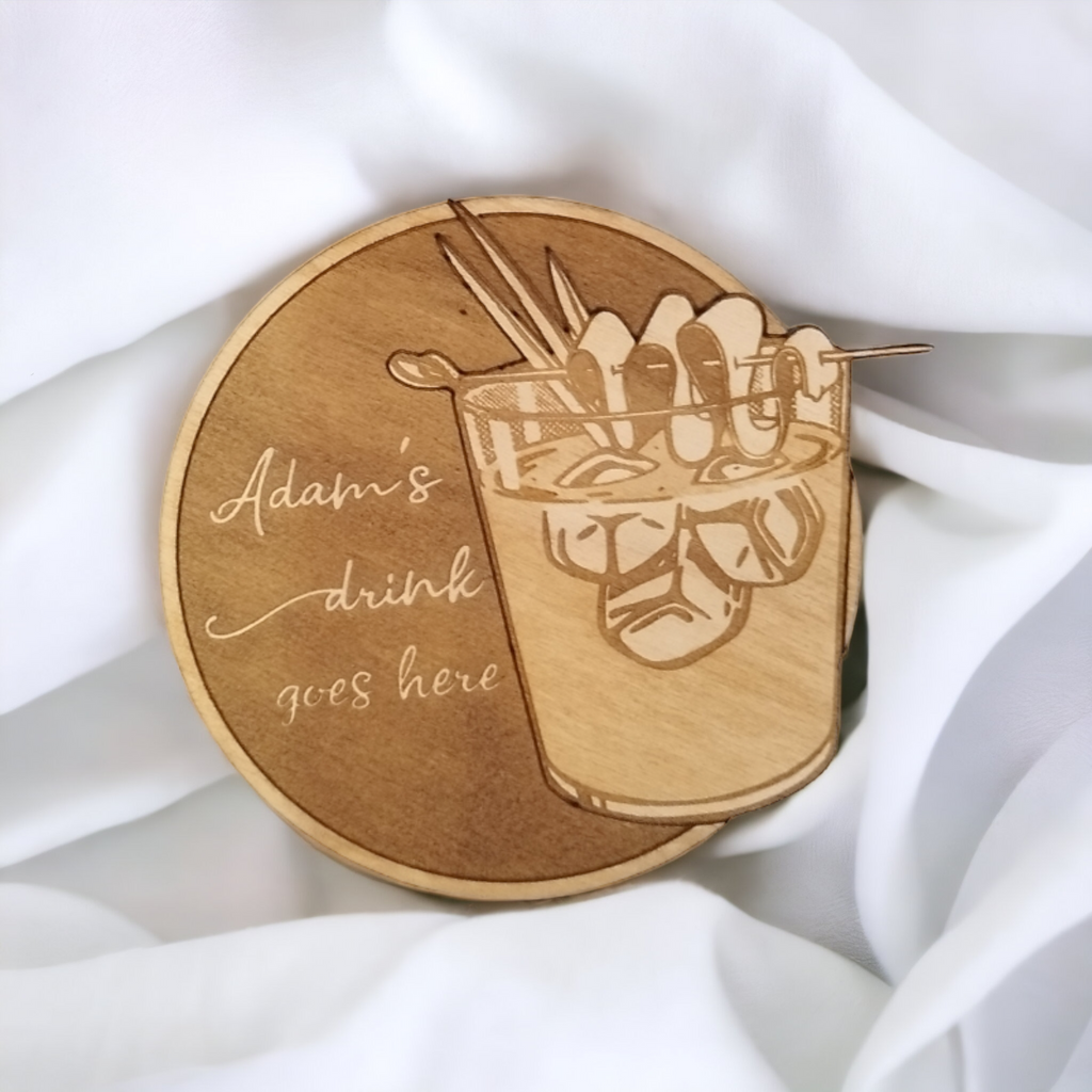 Juego de 6 posavasos de madera para bebidas - Regalo hecho a mano - Inauguración de casa - Utensilios de cocina de madera