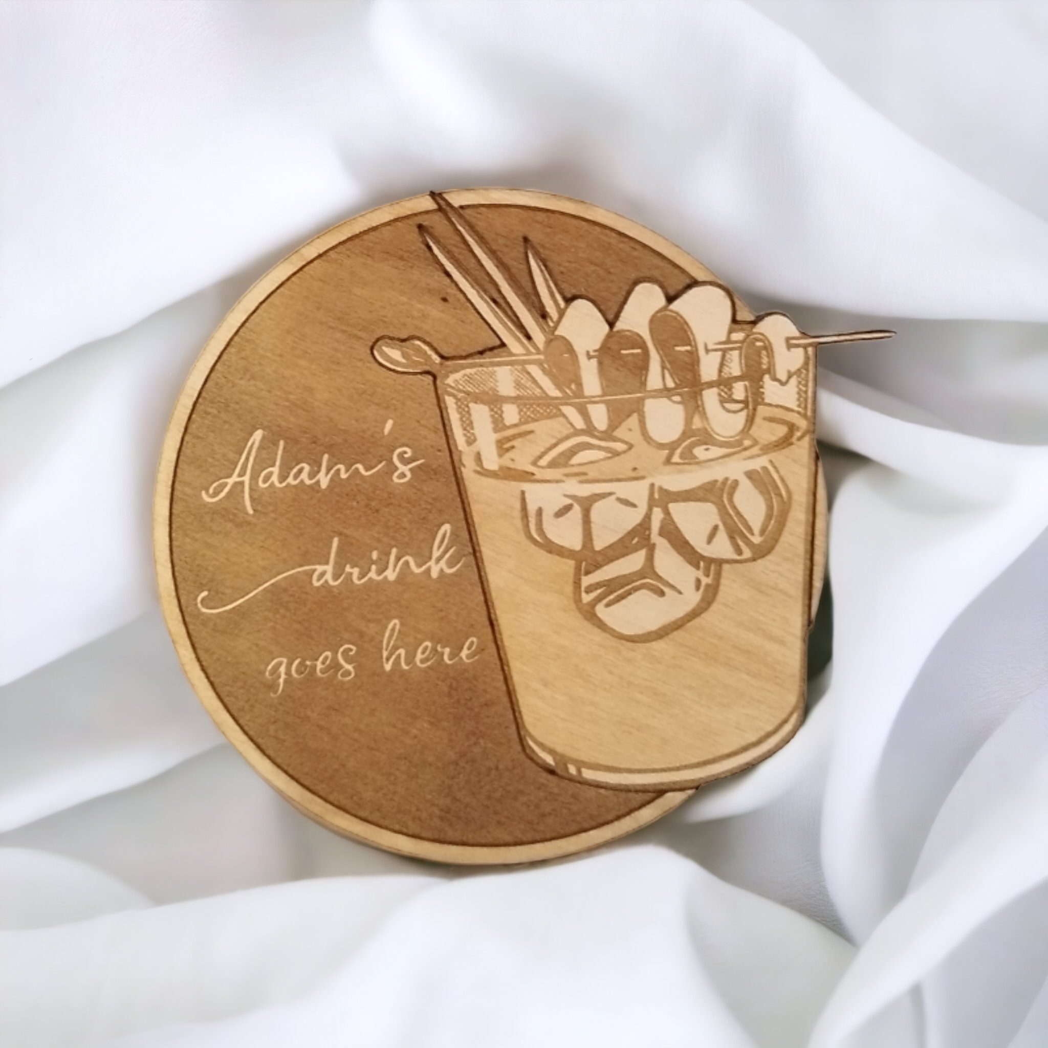 Juego de 6 posavasos de madera para bebidas - Regalo hecho a mano - Inauguración de casa - Utensilios de cocina de madera