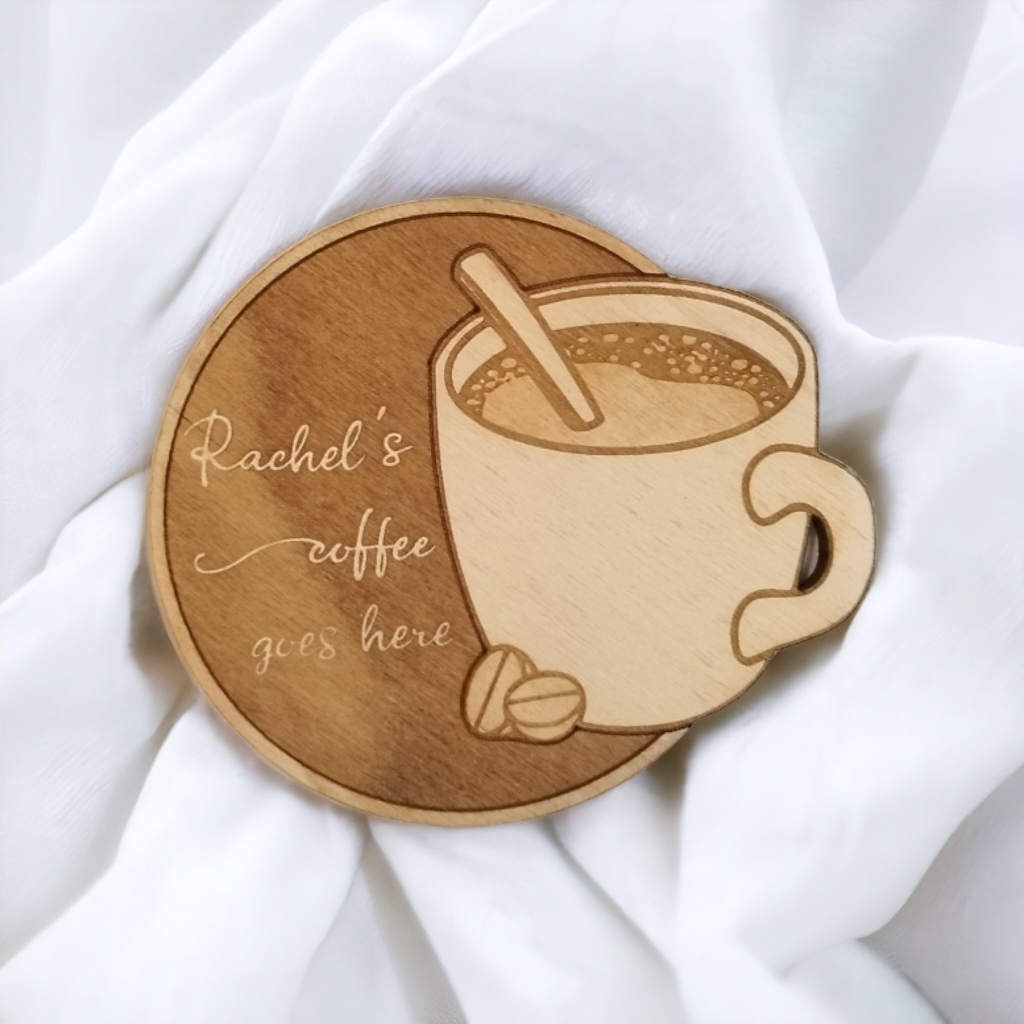 Juego de 6 posavasos de madera para bebidas - Regalo hecho a mano - Inauguración de casa - Utensilios de cocina de madera