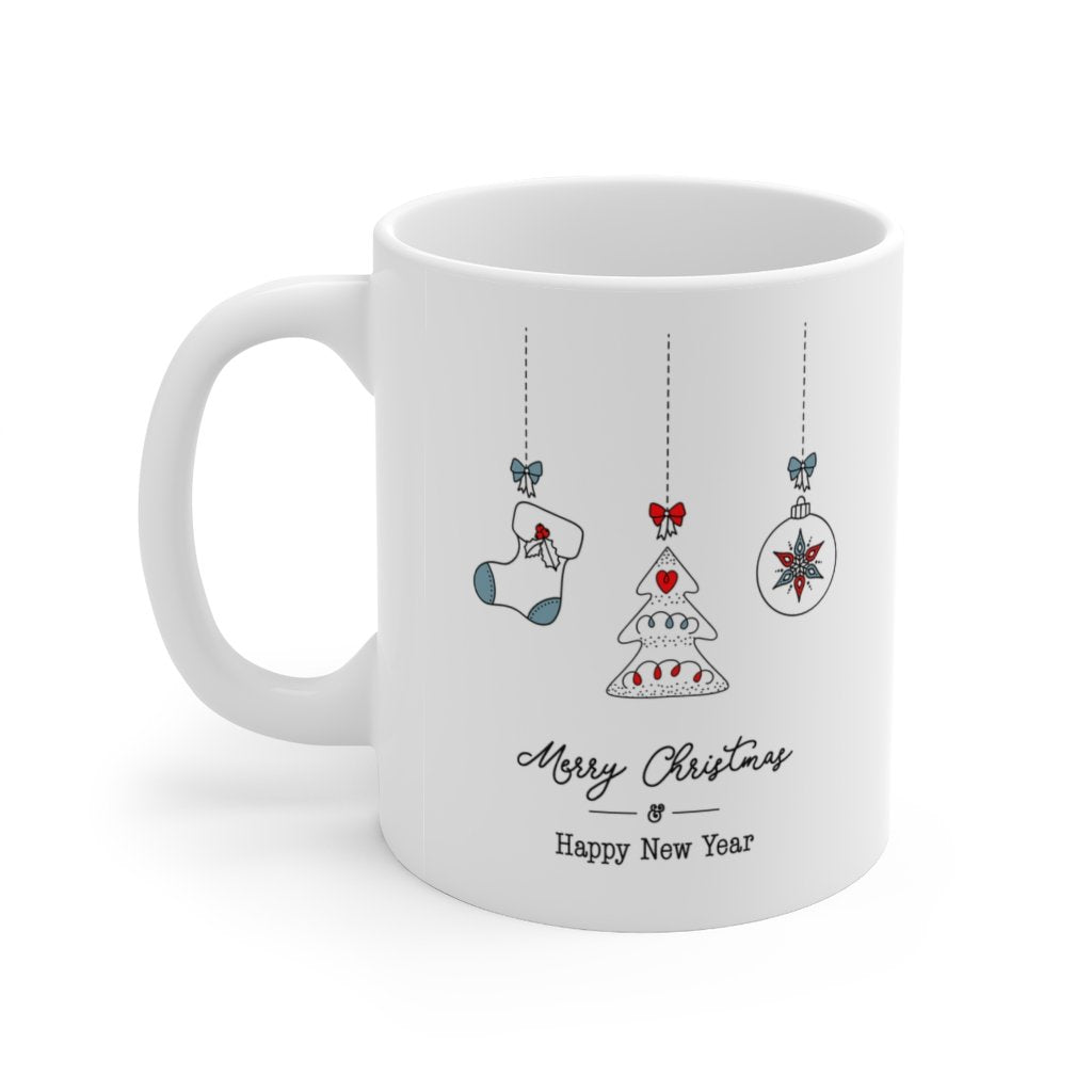 Taza de Feliz Navidad con Medias y Regalos 